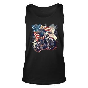 Too Cool To Rule Patriotic Bald Eagle Biker American Flag Patriotic Tank Top | Mazezy