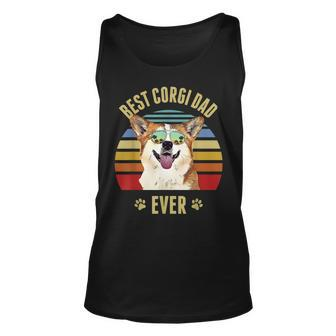 Corgi Best Dog Dad Ever Retro Sunset Beach Vibe Unisex Tank Top | Mazezy