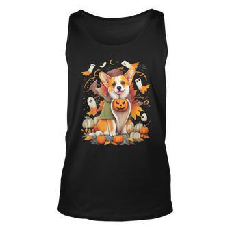Corgi Witch Cute Halloween Costume For Dog Lover Tank Top - Monsterry UK