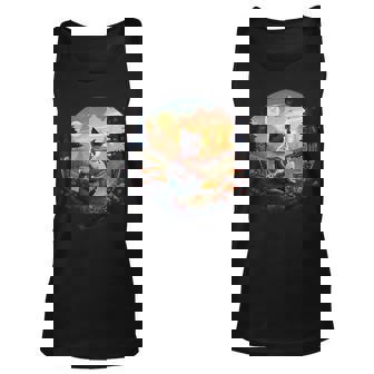Cottagecore Aesthetic Cat Playing Guitar Camping Unisex Tank Top - Seseable