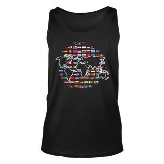Country Flags World Map Traveling International World Flags Unisex Tank Top - Seseable