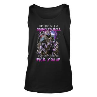 Of Course I'm Going To Hell I'm Just Here To Pink You Up Just Tank Top | Mazezy