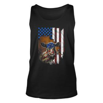 Cow American Flag Cows Lover Gift Xmas Gift Unisex Tank Top | Mazezy