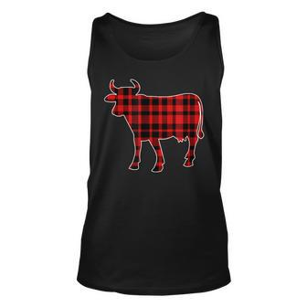 Cow Buffalo Plaid Costume Cow Lover Gift Xmas Unisex Tank Top | Mazezy