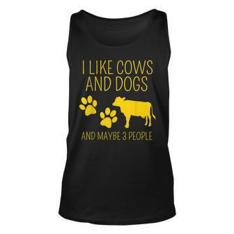 Cow Lover I Like Cows And Dogs And Maybe 3 People Cow Tank Top | Mazezy