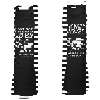 Cow Lovers I Like Cows And Dogs And Maybe 3 People Cow Tank Top | Mazezy