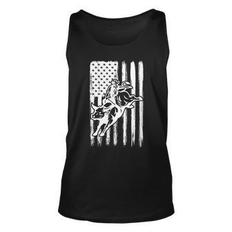 Cowboy Bull Rider Us American Flag Rodeo Bull Riding Rodeo Tank Top | Mazezy