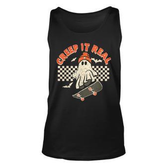 Creep It Real Skateboarding Retro Halloween Ghost Costume Tank Top - Seseable