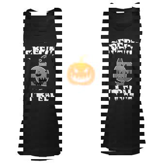 Creepin It Real Halloween Pun Joke Scary Pumpkin Tank Top | Mazezy