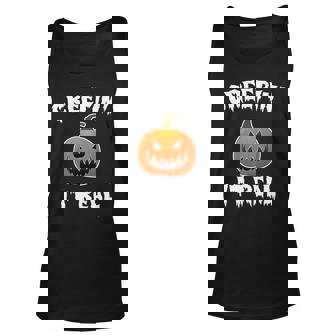 Creepin It Real Halloween Pun Joke Scary Pumpkin Tank Top | Mazezy