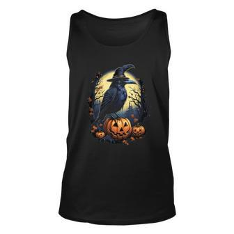 Crow Bird Witch Hat Pumpkins Halloween Costume Tank Top - Monsterry AU