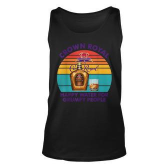 Crown-Royal Happy Water For Grumpy People Retro Apparel Unisex Tank Top | Mazezy