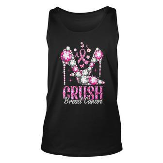 Crush Breast Cancer Awareness Bling Pink Ribbon Tank Top - Seseable