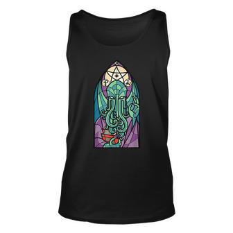 Cthulhu Church Stained Glass Cosmic Horror Monster Church Tank Top | Mazezy