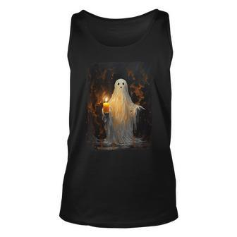 Cute Ghost Holding Candle Halloween Gothic Vintage Tank Top - Seseable
