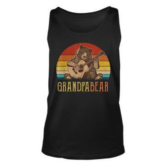 Cute Grandpa Bear Vintage Fathers Day Retro Dad Guitar Unisex Tank Top | Mazezy