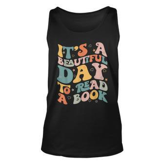 Cute Groovy National Read A Book Day Funny Book Lover Unisex Tank Top | Mazezy