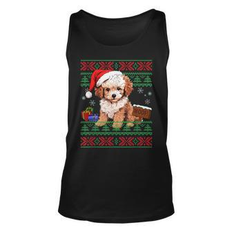Cute Poodle Dog Lover Santa Hat Ugly Christmas Sweater Tank Top - Monsterry AU