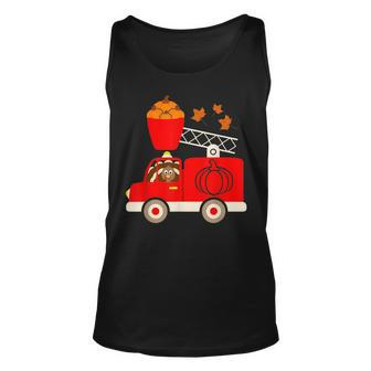 Cute Turkey Pumpkin Fire Truck Thanksgiving Son Kids Unisex Tank Top | Mazezy