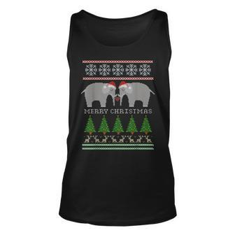 Cute White Elephants Xmas Ugly Christmas Sweater Tank Top - Monsterry CA