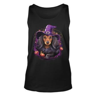 Cute Witch Dachshund Halloween Costume Dog Lover Tank Top | Mazezy