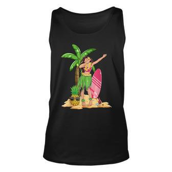 Dabbing Hawaiian Girl Summer Vacation Hawaii Pineapple Palm Tank Top | Mazezy