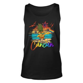 Dabbing Pineapple Gay Pride Lgbt Cancun Mexico Summer 2022 Unisex Tank Top | Mazezy