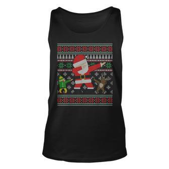 Dabbing Santa Elf Reindeer Ugly Christmas Sweater Tank Top - Monsterry