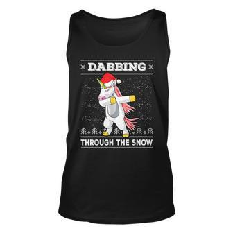 Dabbing Through The Snow Dab Unicorn Ugly Christmas Sweater Tank Top - Monsterry DE