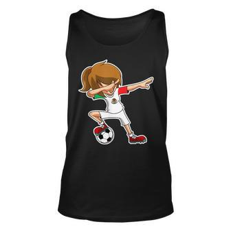Dabbing Soccer Girl Mexico Mexican Flag Jersey Unisex Tank Top | Mazezy