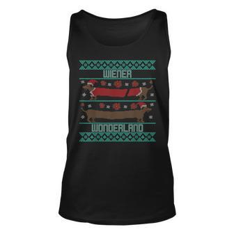 Dachshund Dog Wiener Wonderland Ugly Christmas Sweater Tank Top - Monsterry CA