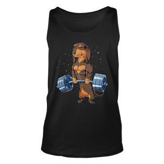 Dachshund Weightlifting Deadlift Men Fitness Gym Workout Unisex Tank Top - Monsterry