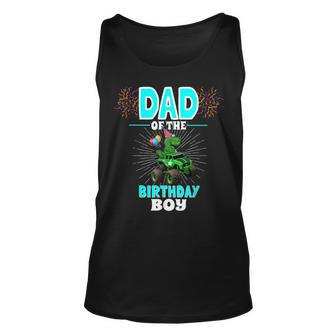 Dad Of The Birthday Boy Matching T Rex Monster Truck Tank Top | Mazezy