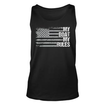 Dad Grandpa Veteran Us Flag My Boat My Rules Boating Captain Tank Top | Mazezy