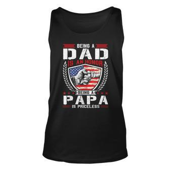 Being Dad Is An Honor Being Papa Is Priceless Usa Flag Daddy Tank Top | Mazezy