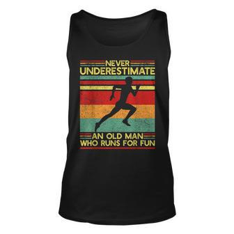 Dad Love Never Underestimate An Old Man Who Runs For Fun Unisex Tank Top - Seseable