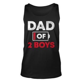Dad Of 2 Boys Battery Low Daddy Fathers Day Gift Unisex Tank Top - Seseable
