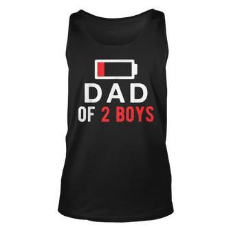 Dad Of 2 Boys Battery Low Gift From Son Fathers Day Unisex Tank Top | Mazezy