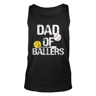 Dad Of Ballers Dad Of Baseball And Softball Player For Dad Unisex Tank Top - Thegiftio UK