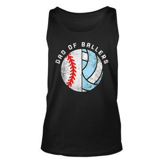 Dad Of Ballers Funny Baseball Volleyball Dad Daddy Papa Unisex Tank Top - Seseable