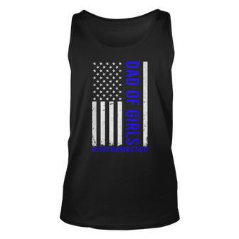Dad Of Girls Outnumbered Vintage American Flag Fathers Day Unisex Tank Top - Seseable