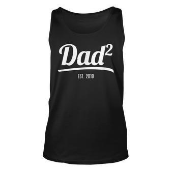 Dad Of Two Est 2019 New Dad Squared Vintage Gift Unisex Tank Top | Mazezy