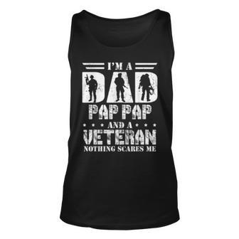 Im A Dad Pap Pap And A Veteran Nothing Scares Me Tank Top | Mazezy
