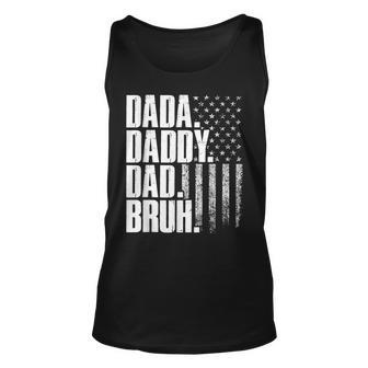 Dada Daddy Dad Bruh American Flag Fathers Day Funny Unisex Tank Top | Mazezy