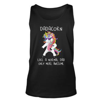 Dadacorn Like A Dad Only More Awesome Flossing Unicorn Dance Unisex Tank Top - Thegiftio UK