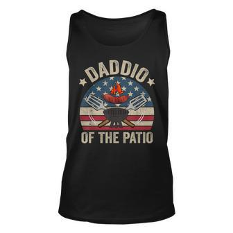 Daddio Of The Patio Vintage Bbq Grill Barbecue Fathers Day Unisex Tank Top | Mazezy