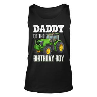 Daddy Of The Birthday Boy Family Tractors Farm Trucks Bday Unisex Tank Top - Seseable