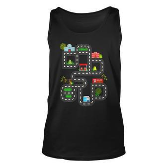 Dads Road Map Play Cars On Dad Back Unisex Tank Top | Mazezy