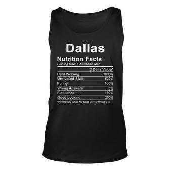 Dallas Name Funny Gift Dallas Nutrition Facts V2 Unisex Tank Top - Seseable