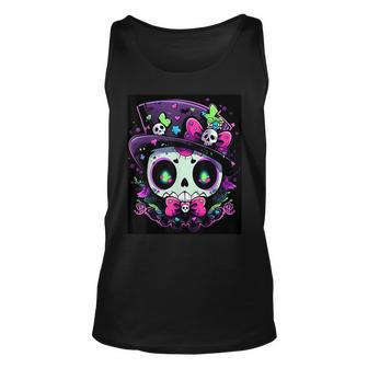 Dance With The Spirits Trendy Halloween Skull 3 Tank Top - Monsterry
